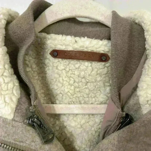 Cole Haan 3-In-1 Wool Blend Warm Women’s Ivory Beige Hooded Peacoat Size 10 - Picture 3 of 10